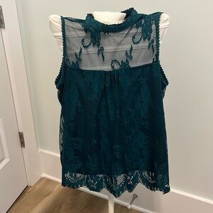 Teal lace blouse